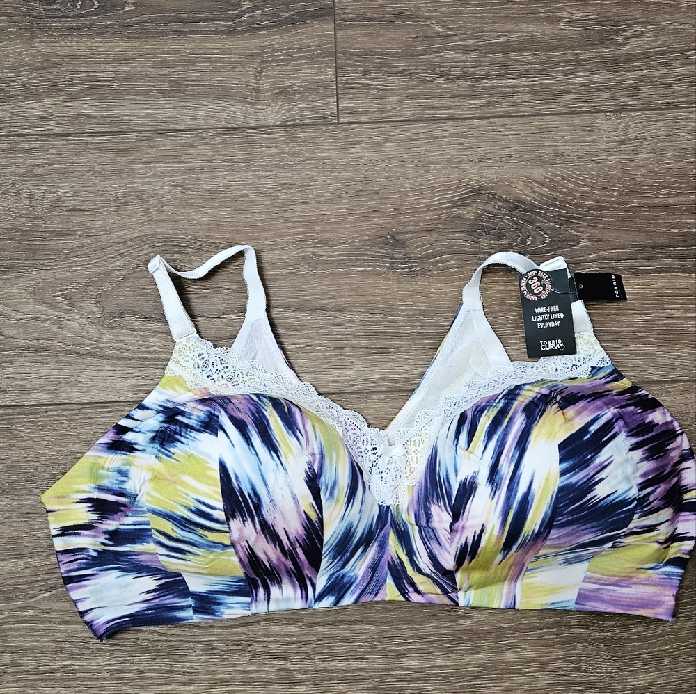 Multicolor Wireless Bra with Crochet Lace Detail